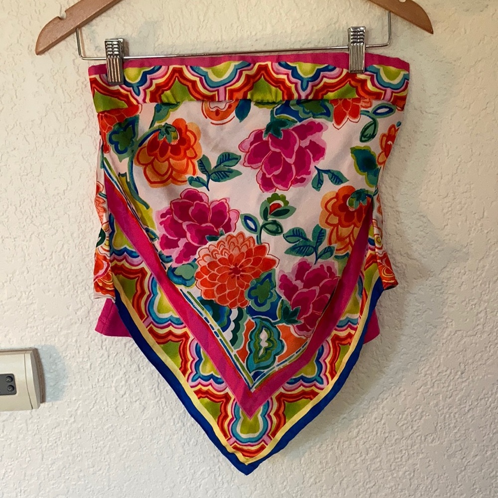Colorful floral silk crop top